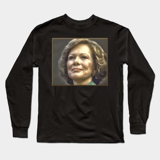 Portrait of First Lady Rosalynn Carter Long Sleeve T-Shirt by TeeJaiStudio